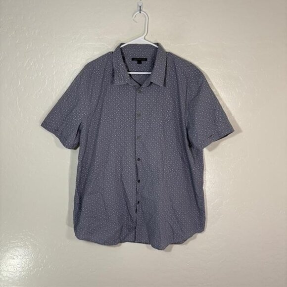 John Varvatos USA Shirt Mens 2XL Gray Short Sleeve Button Up Micro Print Casual - Picture 1 of 7